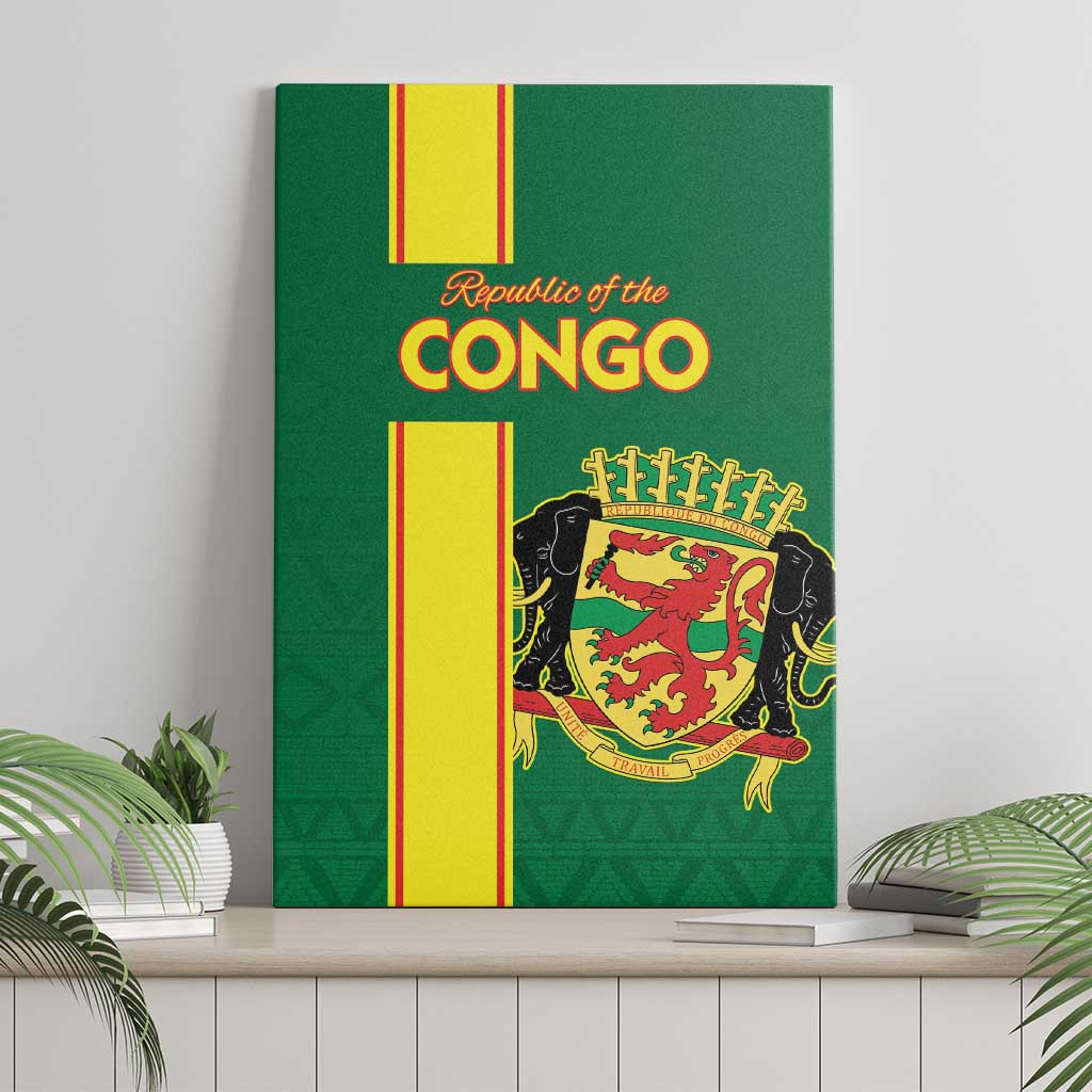 Republique du Congo Football Canvas Wall Art Go Ba Diabulu ya Mbwaki Green Color - African Pride