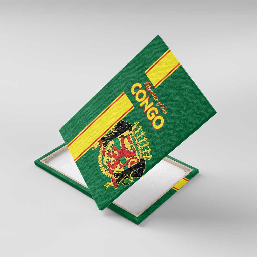 Republique du Congo Football Canvas Wall Art Go Ba Diabulu ya Mbwaki Green Color - African Pride