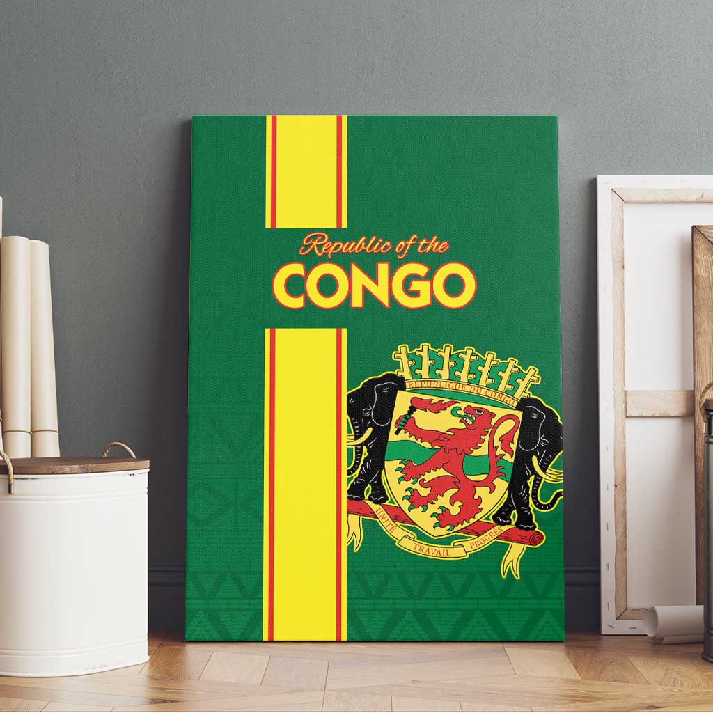 Republique du Congo Football Canvas Wall Art Go Ba Diabulu ya Mbwaki Green Color - African Pride