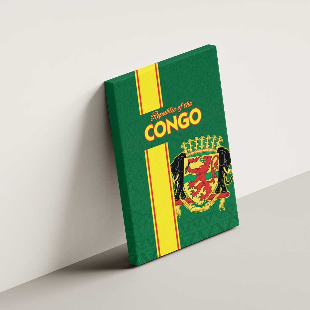Republique du Congo Football Canvas Wall Art Go Ba Diabulu ya Mbwaki Green Color - African Pride