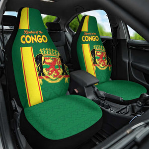 Republique du Congo Football Car Seat Cover Go Ba Diabulu ya Mbwaki Green Color - African Pride