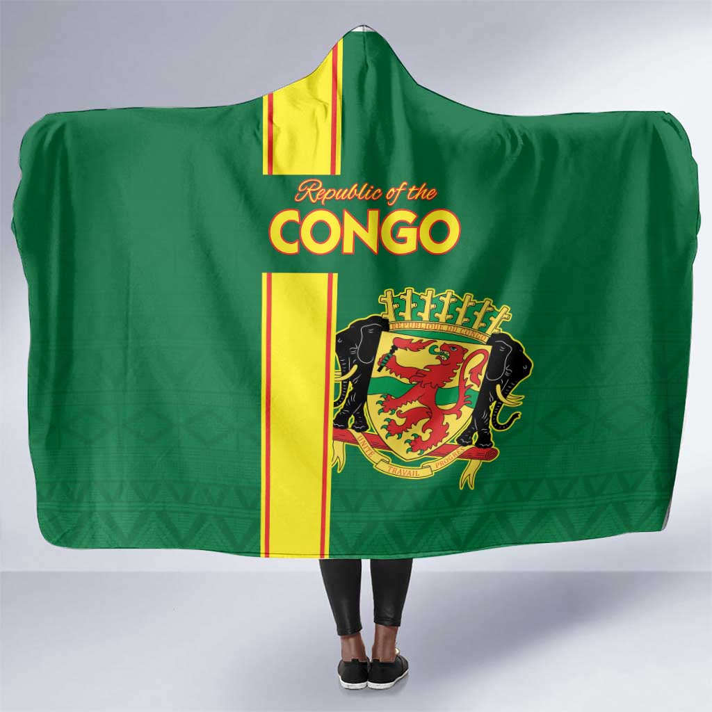 Republique du Congo Football Hooded Blanket Go Ba Diabulu ya Mbwaki Green Color - African Pride