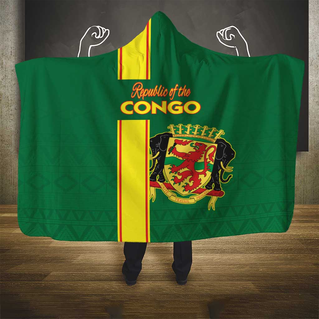 Republique du Congo Football Hooded Blanket Go Ba Diabulu ya Mbwaki Green Color - African Pride
