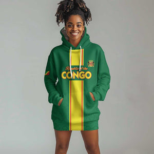 Custom Republique du Congo Football Hoodie Dress Go Ba Diabulu ya Mbwaki Green Color - African Pride