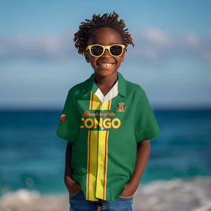 Custom Republique du Congo Football Kid Hawaiian Shirt Go Ba Diabulu ya Mbwaki Green Color - African Pride
