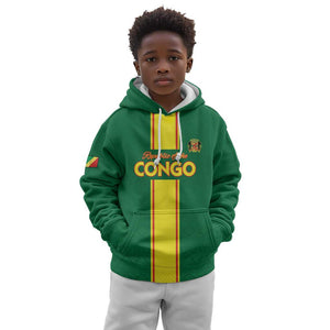 Custom Republique du Congo Football Kid Hoodie Go Ba Diabulu ya Mbwaki Green Color - African Pride