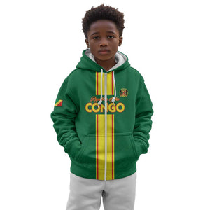 Custom Republique du Congo Football Kid Hoodie Go Ba Diabulu ya Mbwaki Green Color - African Pride
