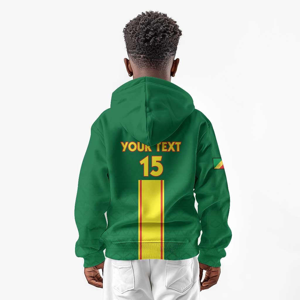 Custom Republique du Congo Football Kid Hoodie Go Ba Diabulu ya Mbwaki Green Color - African Pride