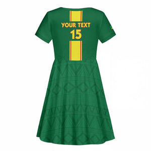 Custom Republique du Congo Football Kid Short Sleeve Dress Go Ba Diabulu ya Mbwaki Green Color - African Pride