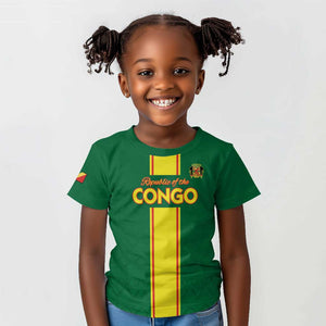Custom Republique du Congo Football Kid T shirt Go Ba Diabulu ya Mbwaki Green Color - African Pride