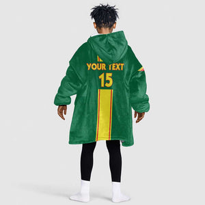 Custom Republique du Congo Football Kid Wearable Blanket Hoodie Go Ba Diabulu ya Mbwaki Green Color - African Pride