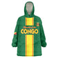 Custom Republique du Congo Football Kid Wearable Blanket Hoodie Go Ba Diabulu ya Mbwaki Green Color - African Pride
