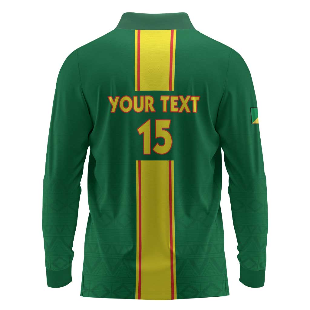 Custom Republique du Congo Football Long Sleeve Polo Shirt Go Ba Diabulu ya Mbwaki Green Color - African Pride