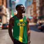 Custom Republique du Congo Football Men Tank Top Go Ba Diabulu ya Mbwaki Green Color - African Pride
