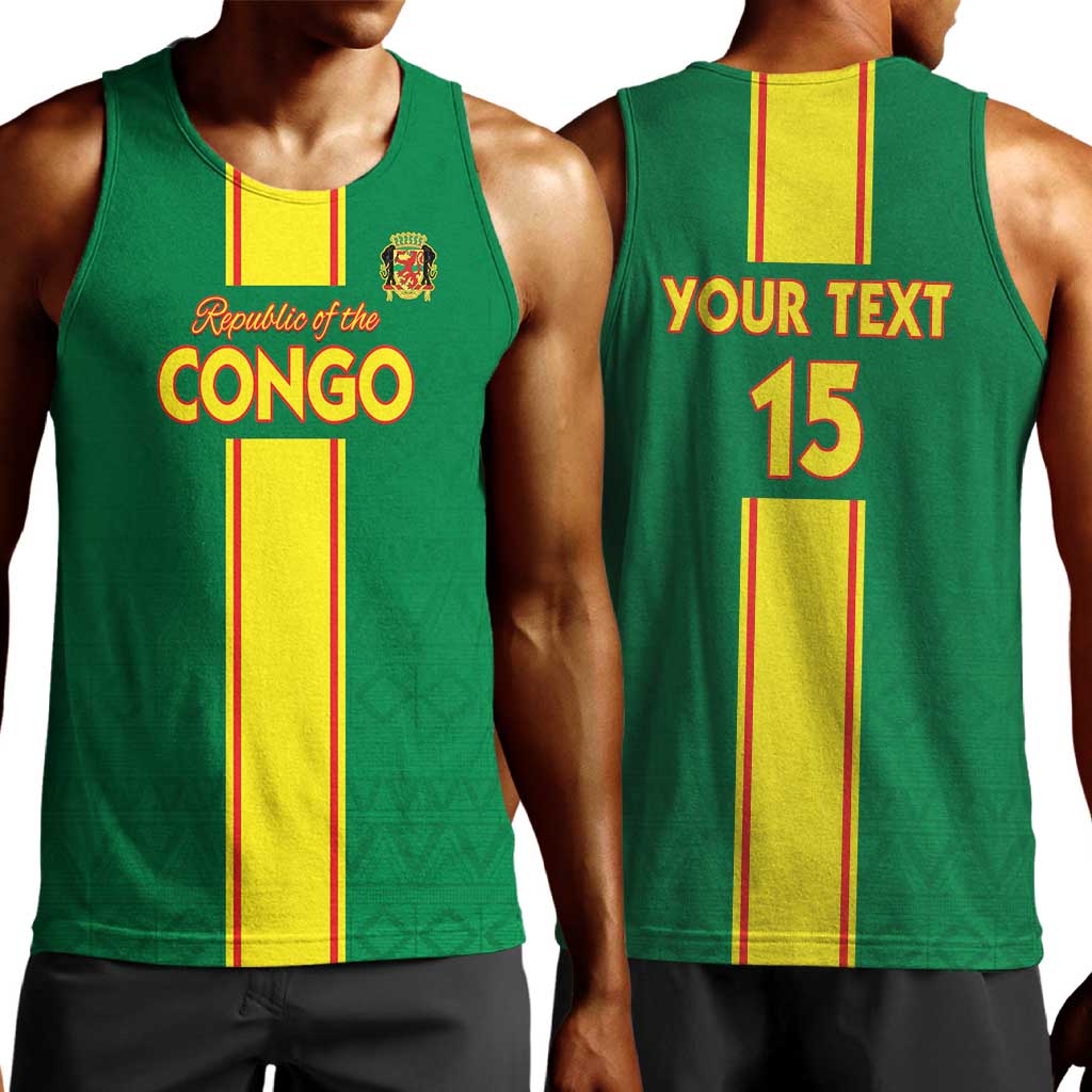 Custom Republique du Congo Football Men Tank Top Go Ba Diabulu ya Mbwaki Green Color - African Pride