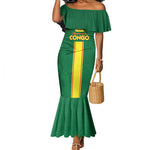 Custom Republique du Congo Football Mermaid Dress Go Ba Diabulu ya Mbwaki Green Color - African Pride