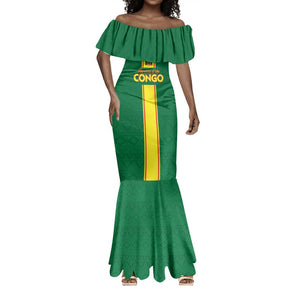 Custom Republique du Congo Football Mermaid Dress Go Ba Diabulu ya Mbwaki Green Color - African Pride