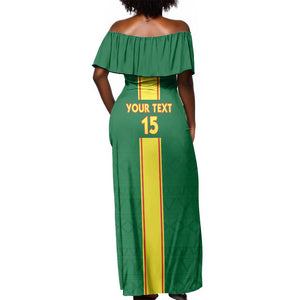 Custom Republique du Congo Football Off Shoulder Maxi Dress Go Ba Diabulu ya Mbwaki Green Color - African Pride