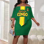 Custom Republique du Congo Football Off Shoulder Short Dress Go Ba Diabulu ya Mbwaki Green Color - African Pride