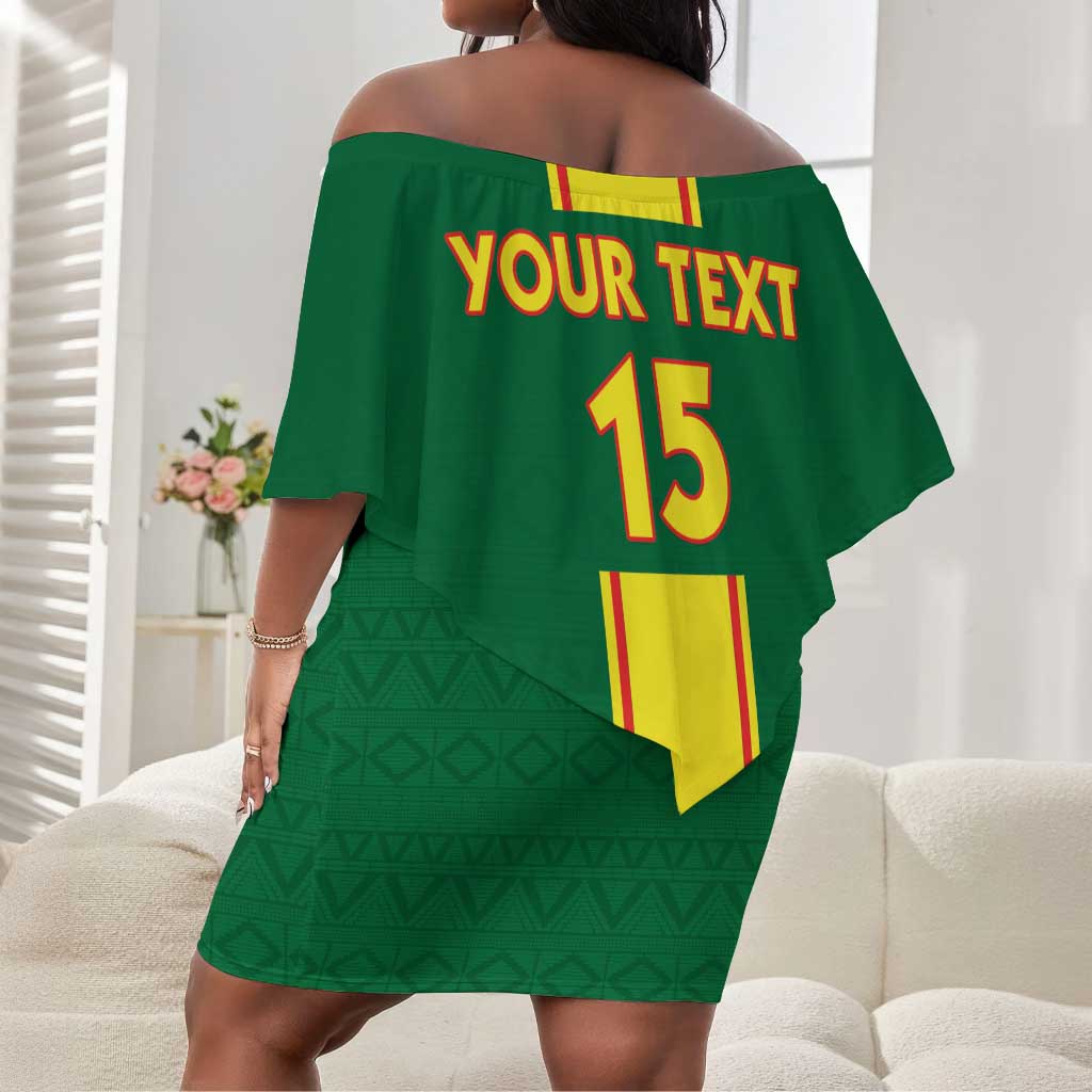 Custom Republique du Congo Football Off Shoulder Short Dress Go Ba Diabulu ya Mbwaki Green Color - African Pride