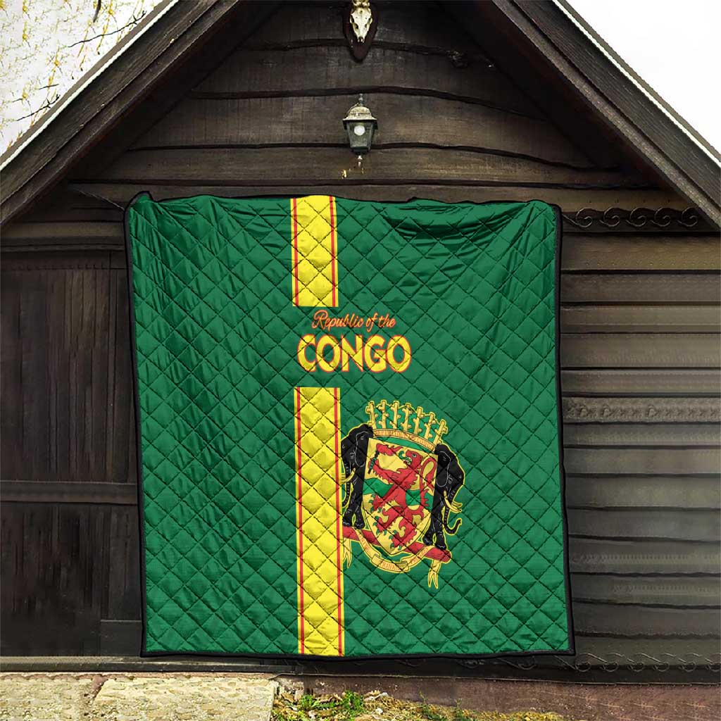 Republique du Congo Football Quilt Go Ba Diabulu ya Mbwaki Green Color - African Pride