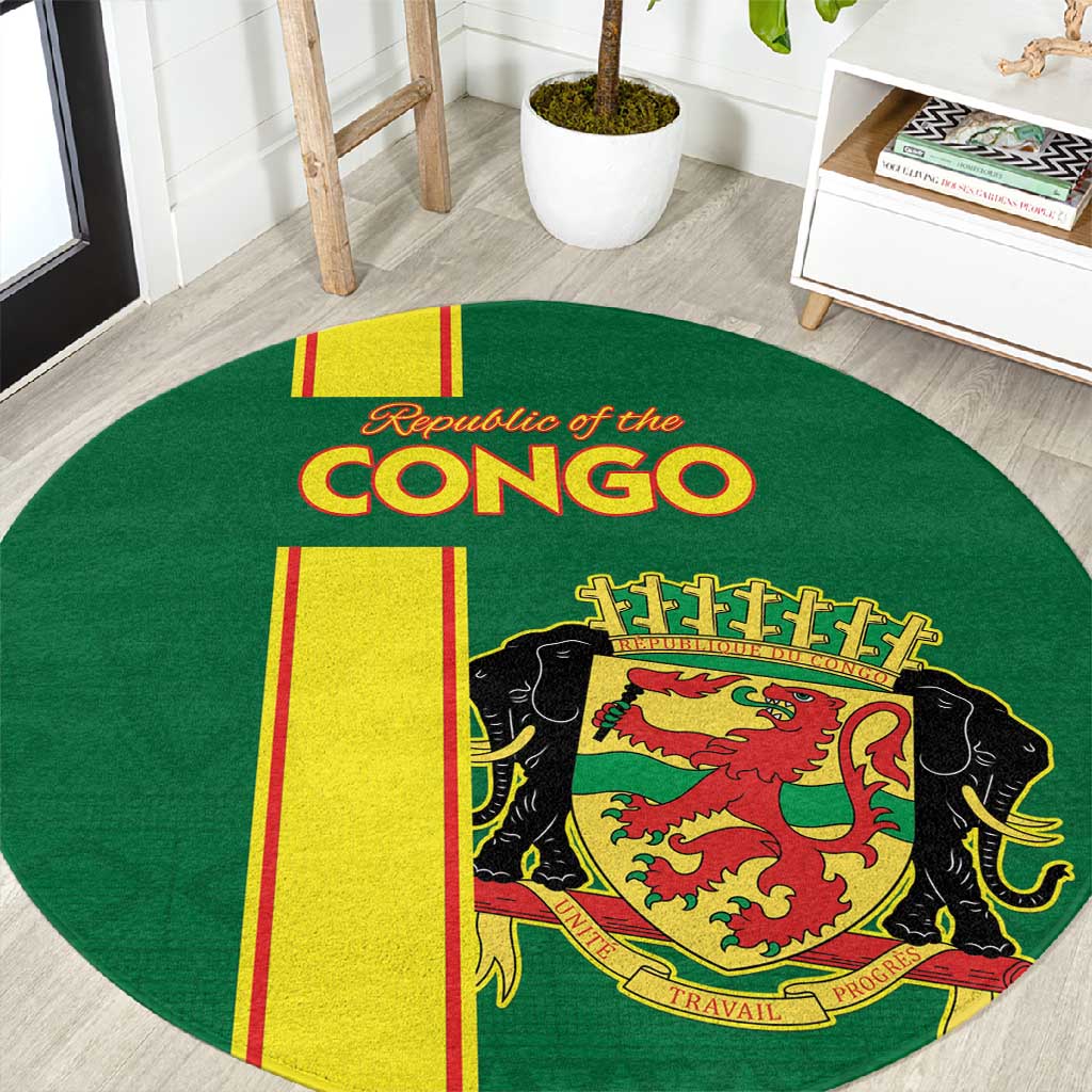 Republique du Congo Football Round Carpet Go Ba Diabulu ya Mbwaki Green Color - African Pride