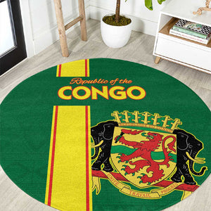 Republique du Congo Football Round Carpet Go Ba Diabulu ya Mbwaki Green Color - African Pride
