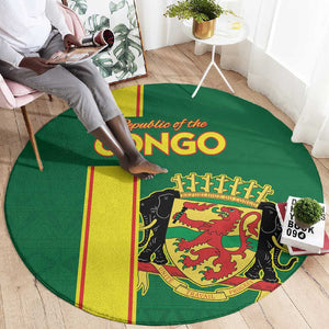Republique du Congo Football Round Carpet Go Ba Diabulu ya Mbwaki Green Color - African Pride