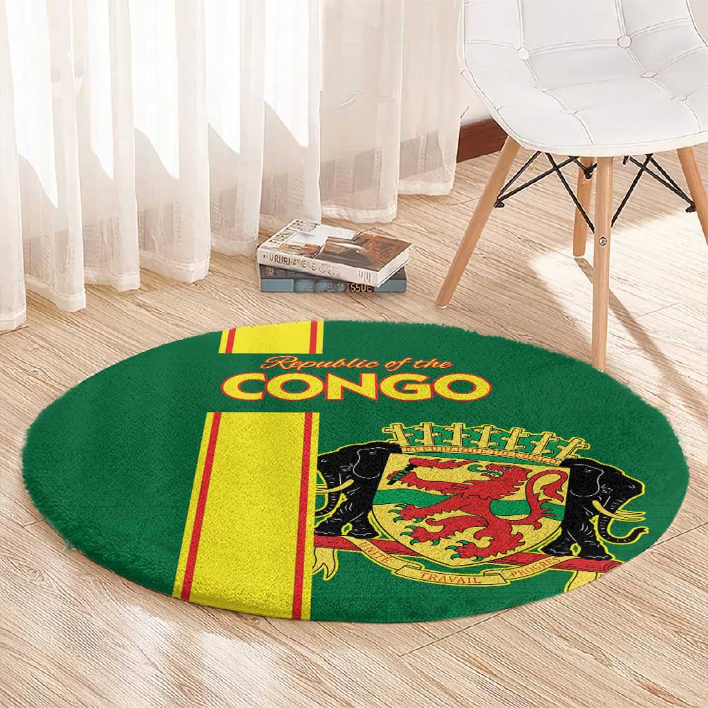 Republique du Congo Football Round Carpet Go Ba Diabulu ya Mbwaki Green Color - African Pride