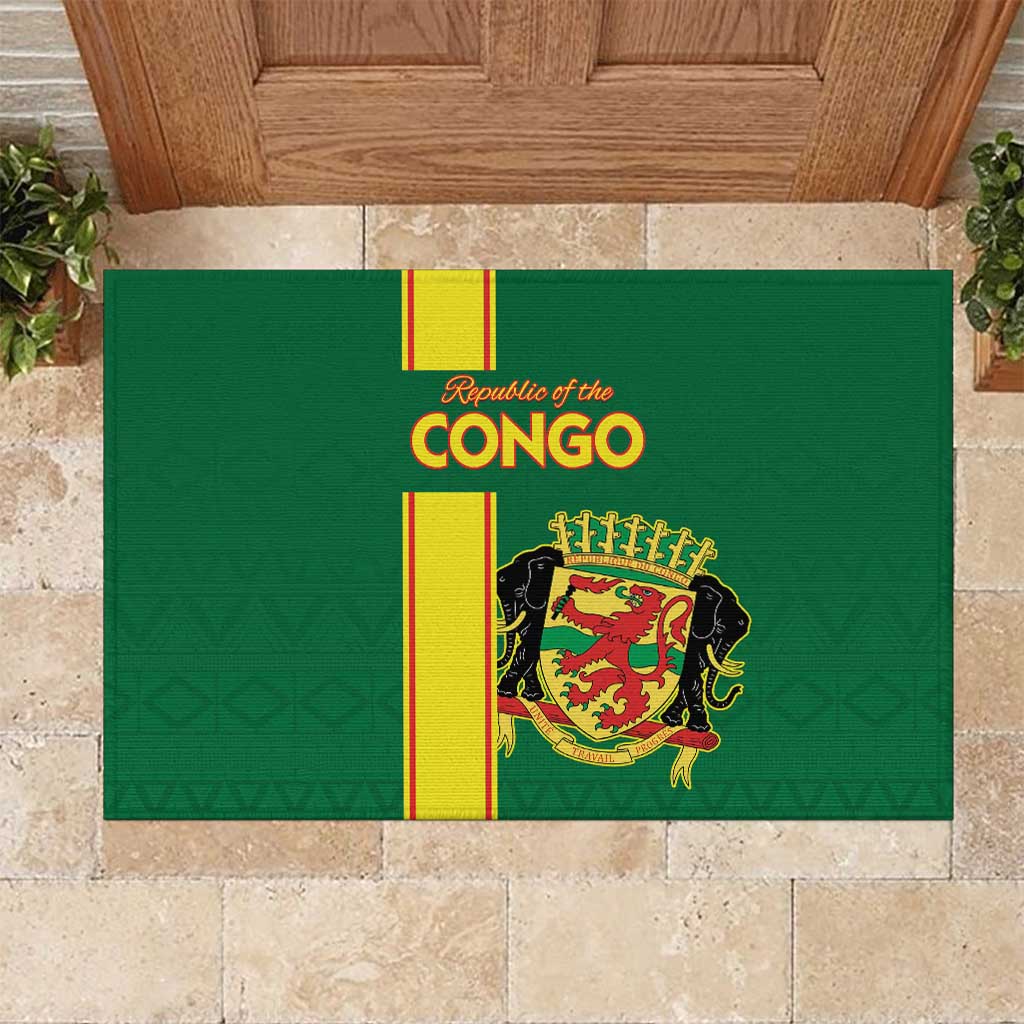 Republique du Congo Football Rubber Doormat Go Ba Diabulu ya Mbwaki Green Color - African Pride