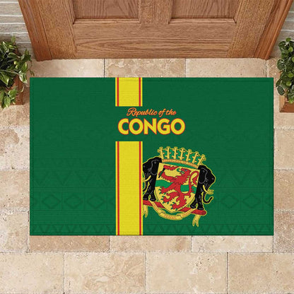 Republique du Congo Football Rubber Doormat Go Ba Diabulu ya Mbwaki Green Color - African Pride