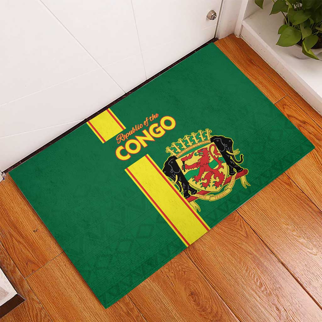 Republique du Congo Football Rubber Doormat Go Ba Diabulu ya Mbwaki Green Color - African Pride