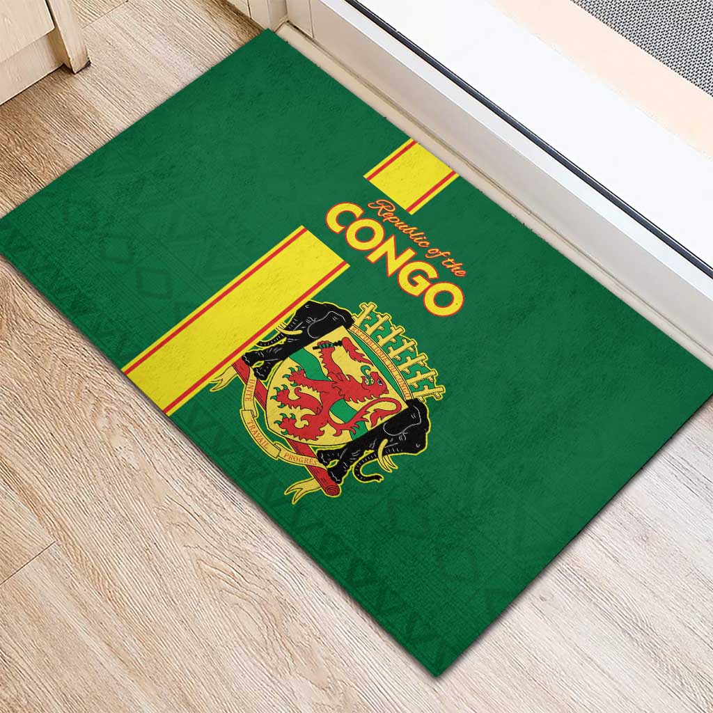 Republique du Congo Football Rubber Doormat Go Ba Diabulu ya Mbwaki Green Color - African Pride