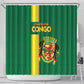Republique du Congo Football Shower Curtain Go Ba Diabulu ya Mbwaki Green Color - African Pride