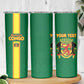 Custom Republique du Congo Football Skinny Tumbler Go Ba Diabulu ya Mbwaki Green Color - African Pride