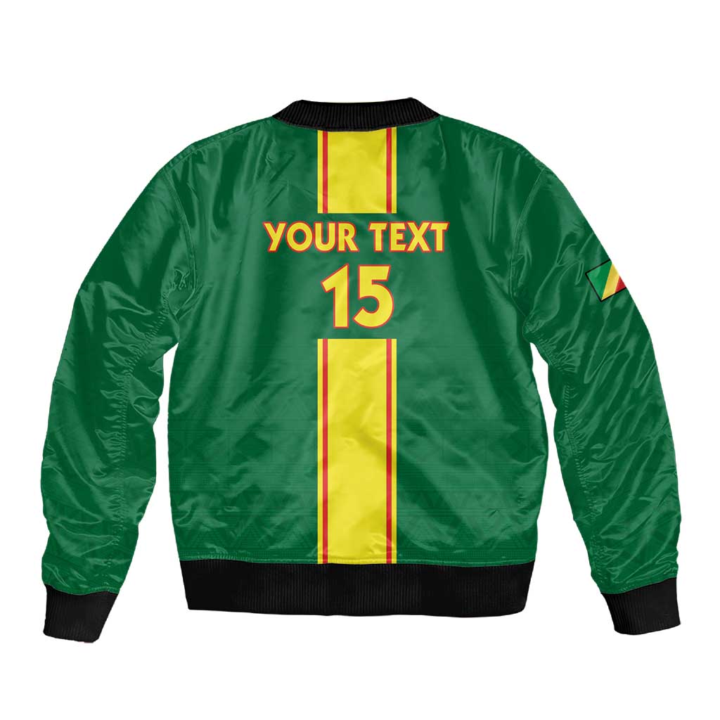 Custom Republique du Congo Football Sleeve Zip Bomber Jacket Go Ba Diabulu ya Mbwaki Green Color - African Pride