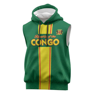 Custom Republique du Congo Football Sleeveless Hoodie Go Ba Diabulu ya Mbwaki Green Color - African Pride