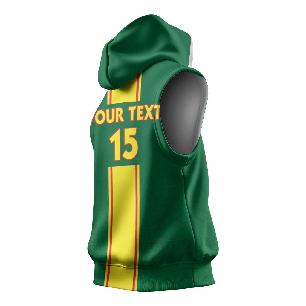Custom Republique du Congo Football Sleeveless Hoodie Go Ba Diabulu ya Mbwaki Green Color - African Pride