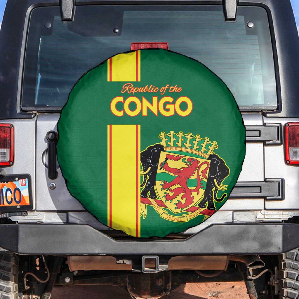 Republique du Congo Football Spare Tire Cover Go Ba Diabulu ya Mbwaki Green Color - African Pride