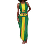 Custom Republique du Congo Football Tank Maxi Dress Go Ba Diabulu ya Mbwaki Green Color - African Pride