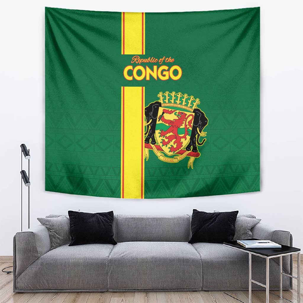 Republique du Congo Football Tapestry Go Ba Diabulu ya Mbwaki Green Color - African Pride
