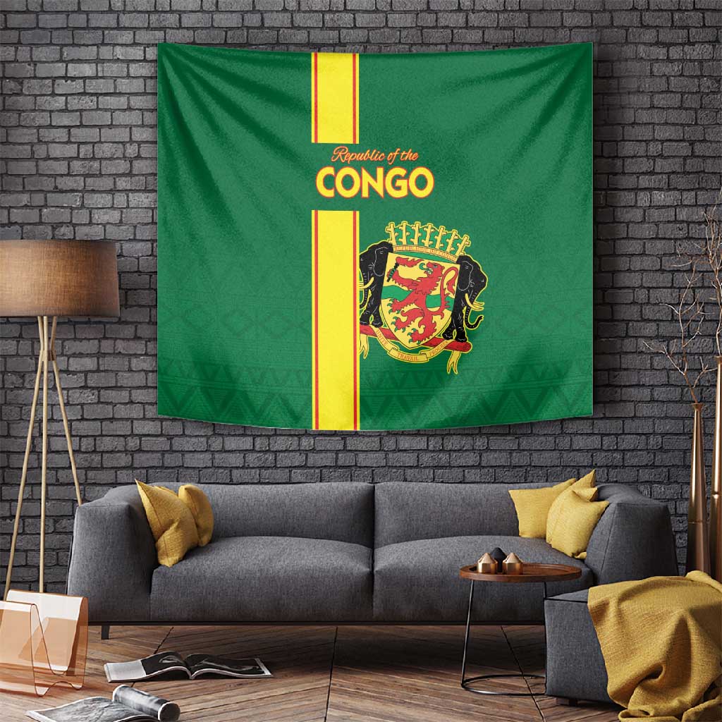 Republique du Congo Football Tapestry Go Ba Diabulu ya Mbwaki Green Color - African Pride