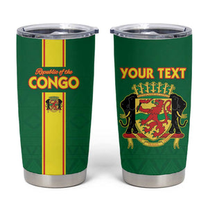 Custom Republique du Congo Football Tumbler Cup Go Ba Diabulu ya Mbwaki Green Color - African Pride