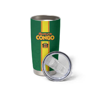 Custom Republique du Congo Football Tumbler Cup Go Ba Diabulu ya Mbwaki Green Color - African Pride