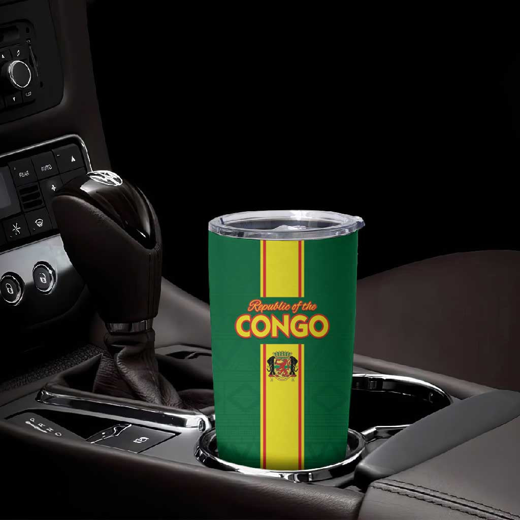 Custom Republique du Congo Football Tumbler Cup Go Ba Diabulu ya Mbwaki Green Color - African Pride