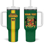 Custom Republique du Congo Football Tumbler With Handle Go Ba Diabulu ya Mbwaki Green Color - African Pride
