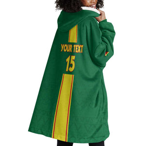 Custom Republique du Congo Football Wearable Blanket Hoodie Go Ba Diabulu ya Mbwaki Green Color - African Pride