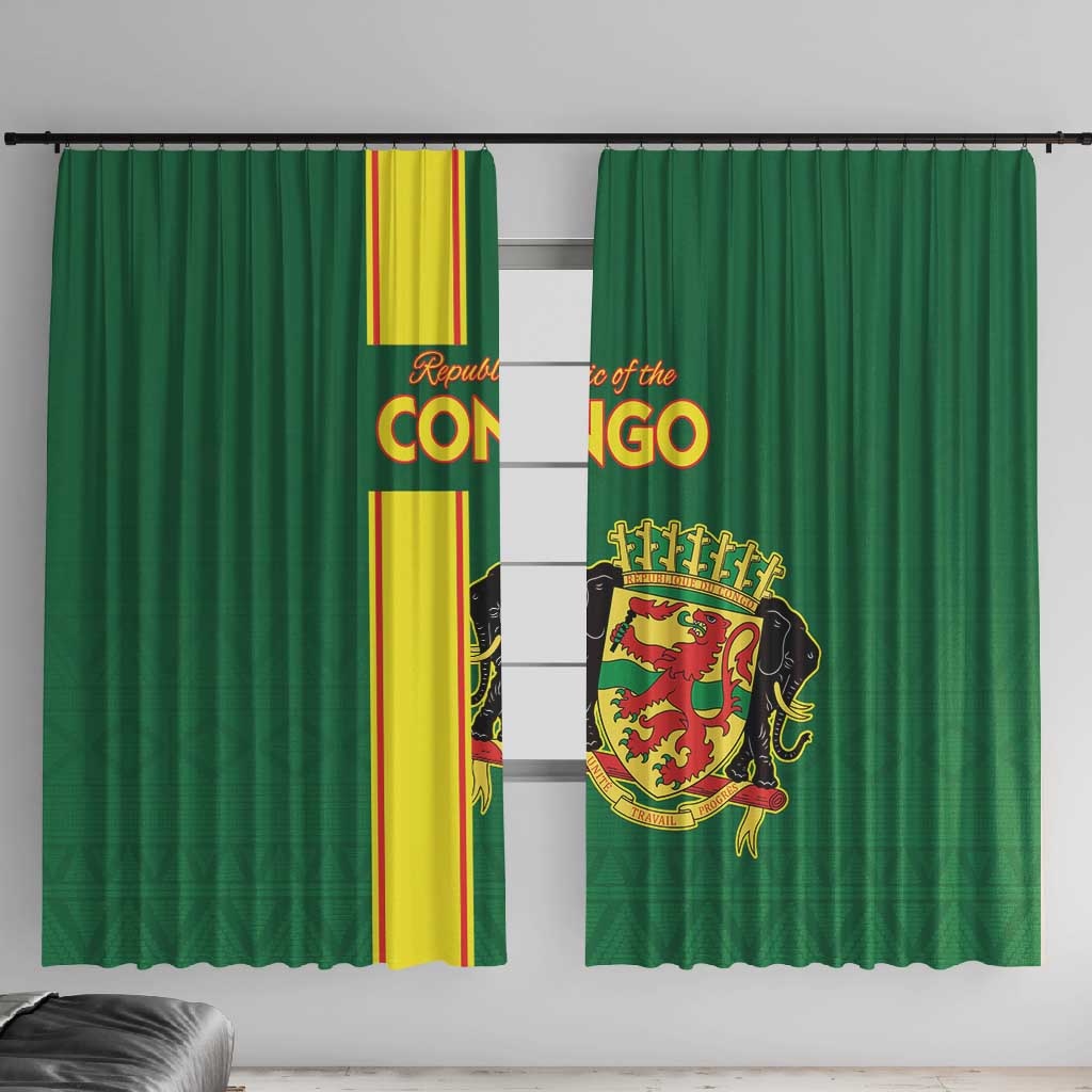 Republique du Congo Football Window Curtain Go Ba Diabulu ya Mbwaki Green Color - African Pride