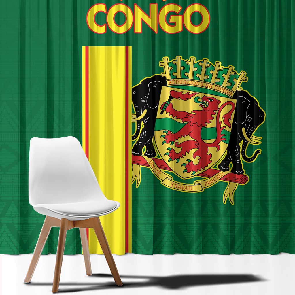 Republique du Congo Football Window Curtain Go Ba Diabulu ya Mbwaki Green Color - African Pride