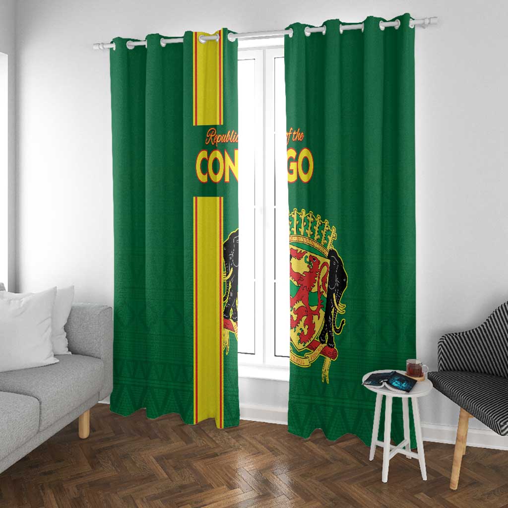 Republique du Congo Football Window Curtain Go Ba Diabulu ya Mbwaki Green Color - African Pride